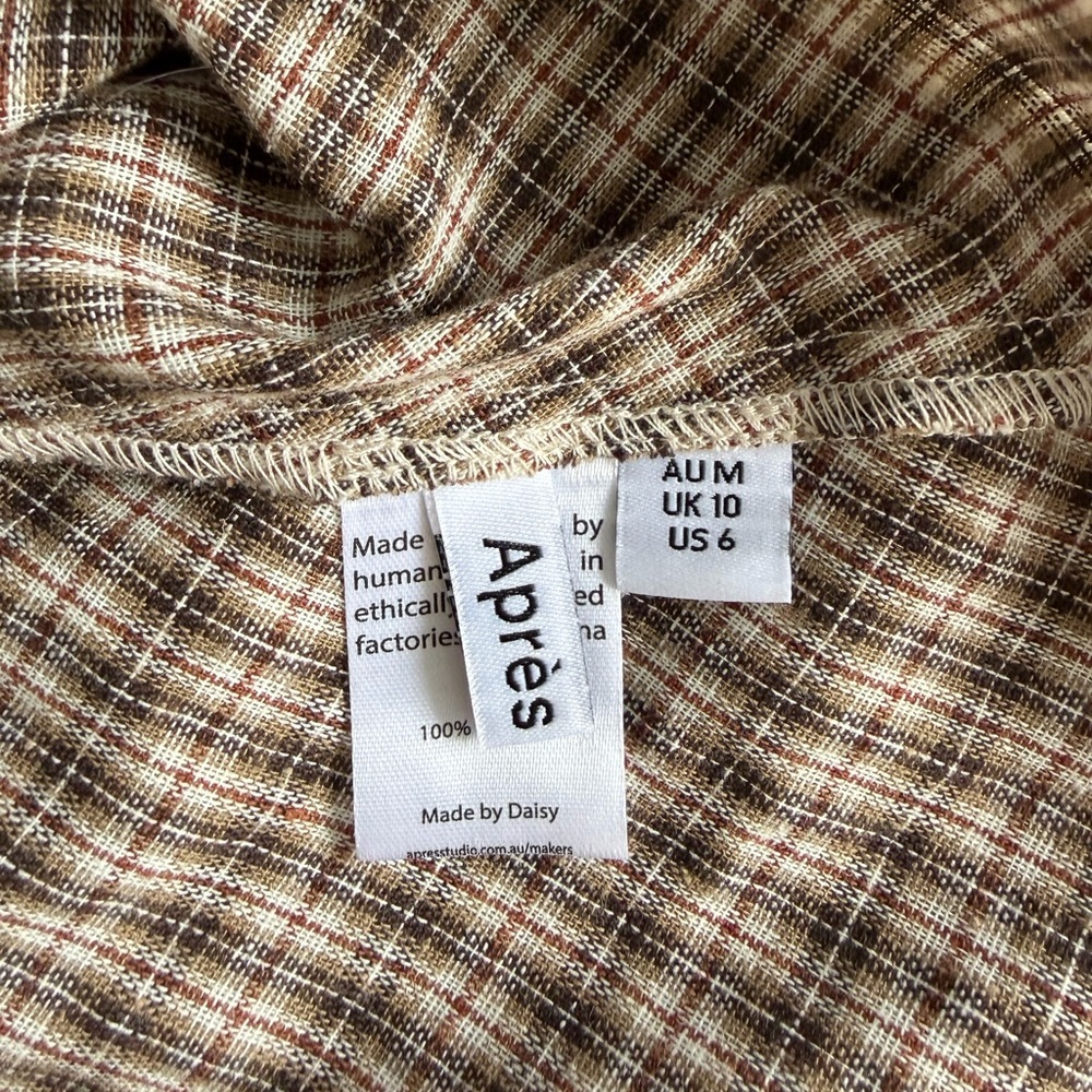 Apres studio toast gingham button front dress siz… - image 7